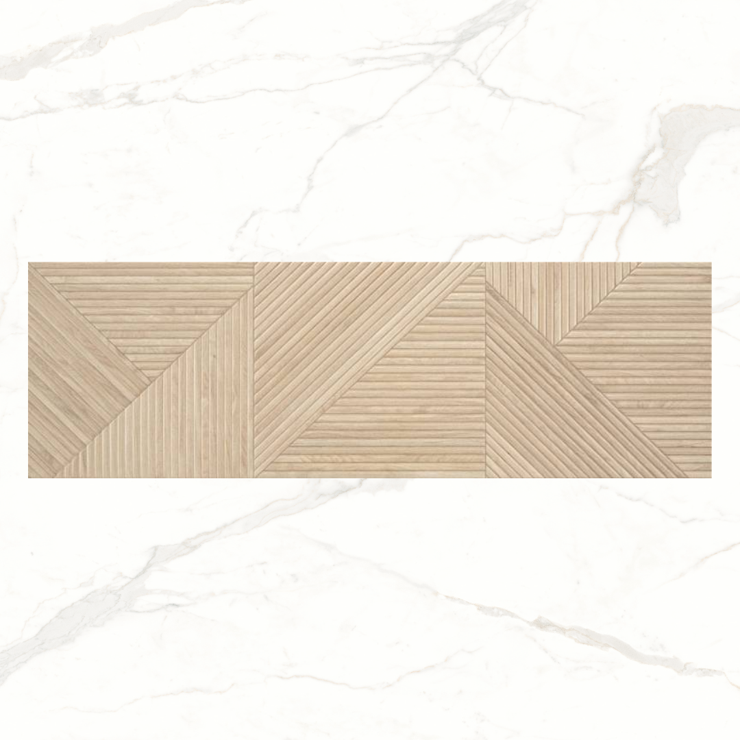 Tangram Textured Geometric Wood Effect Ceramic Wall Tiles