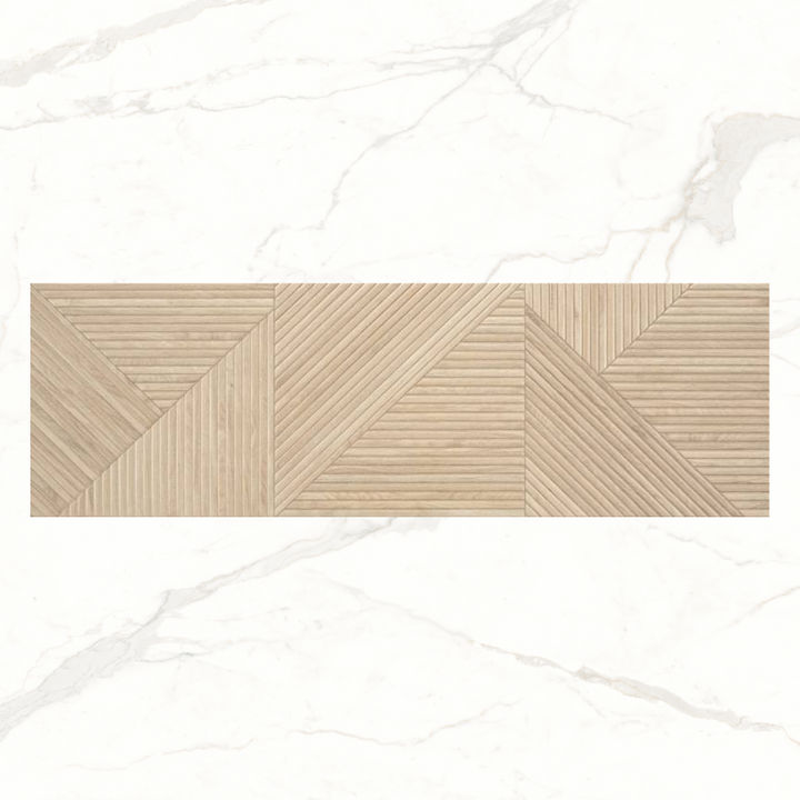 Tangram Textured Geometric Wood Effect Ceramic Wall Tiles