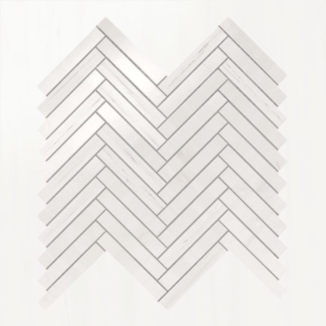 Marvel Bianco Dolomite Herringbone Ceramic Mosaic Wall Tile