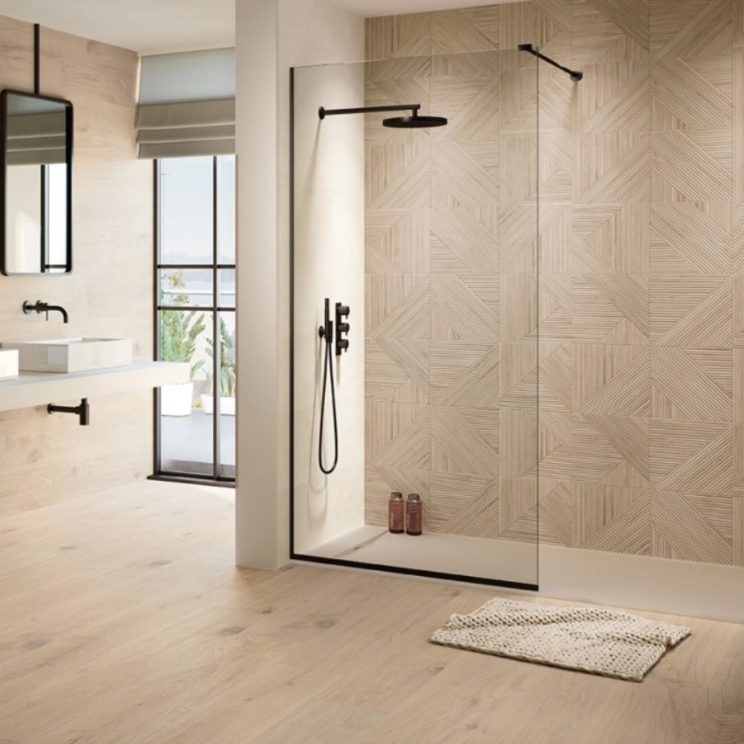 Tangram Textured Geometric Wood Effect Ceramic Wall Tiles