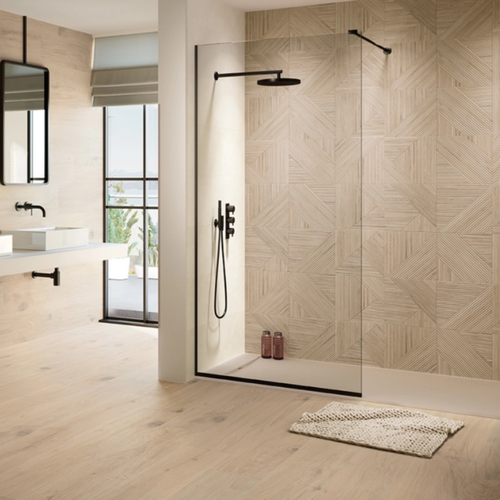 Tangram Textured Geometric Wood Effect Ceramic Wall Tiles