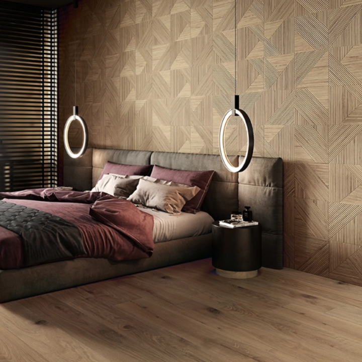 Tangram Textured Geometric Wood Effect Ceramic Wall Tiles