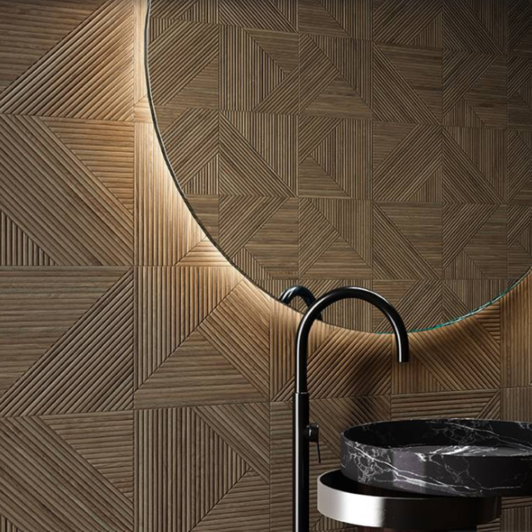 Tangram Textured Geometric Wood Effect Ceramic Wall Tiles