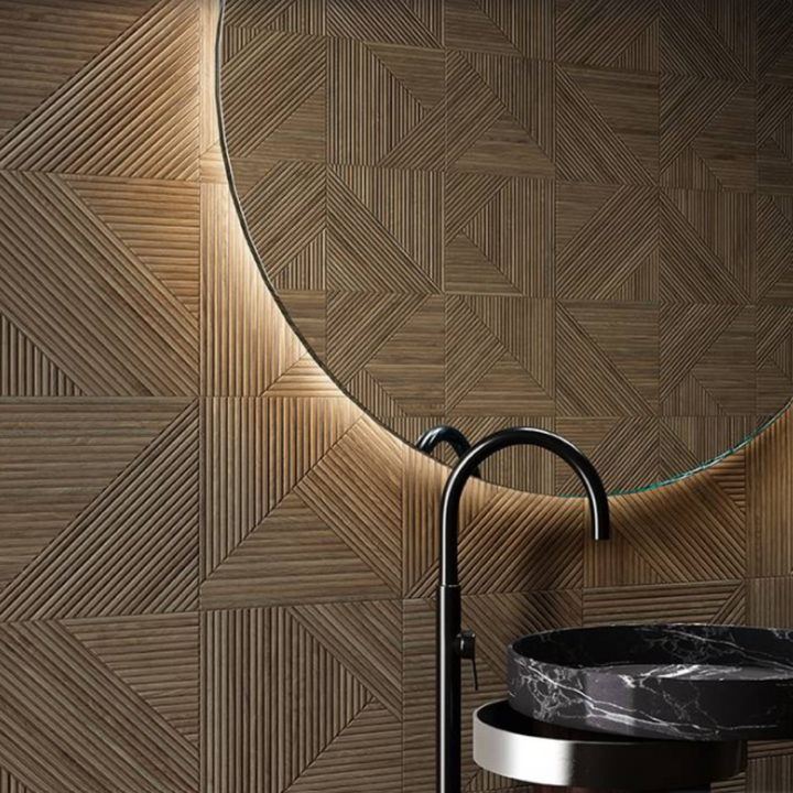 Tangram Textured Geometric Wood Effect Ceramic Wall Tiles