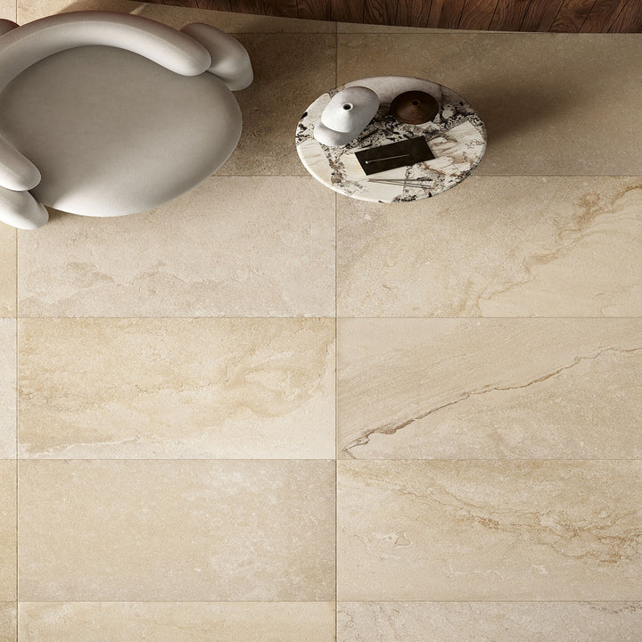 Tuffeau Dorato Flagstone Effect Porcelain Wall and Floor Tile