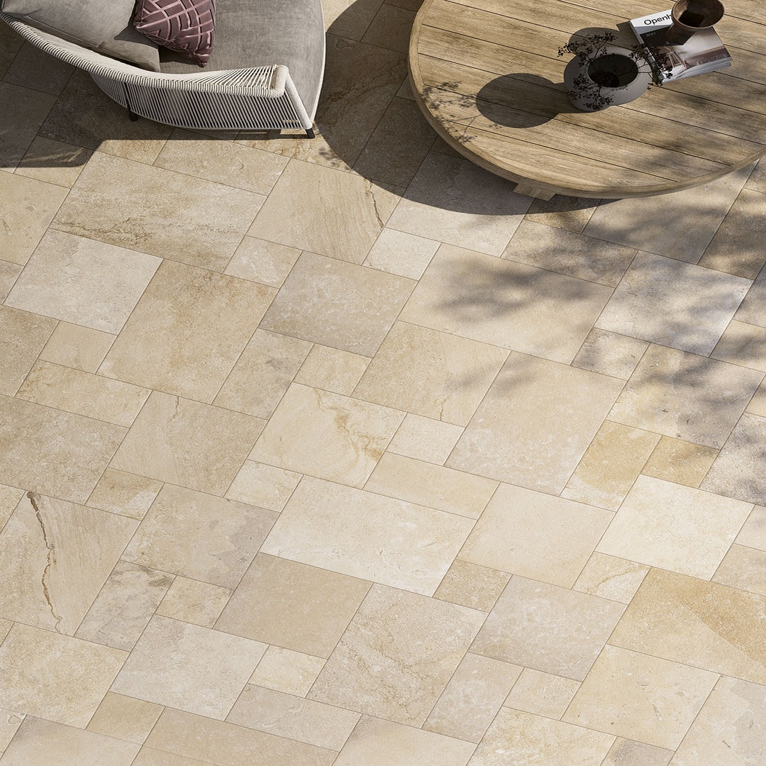 Tuffeau Dorato Flagstone Effect Porcelain Wall and Floor Tile