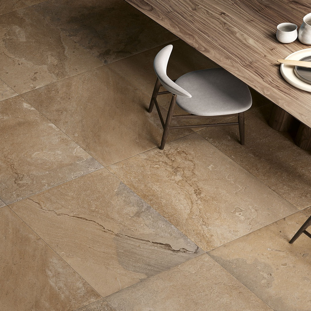 Tuffeau Terra Flagstone Effect Porcelain Wall and Floor Tile