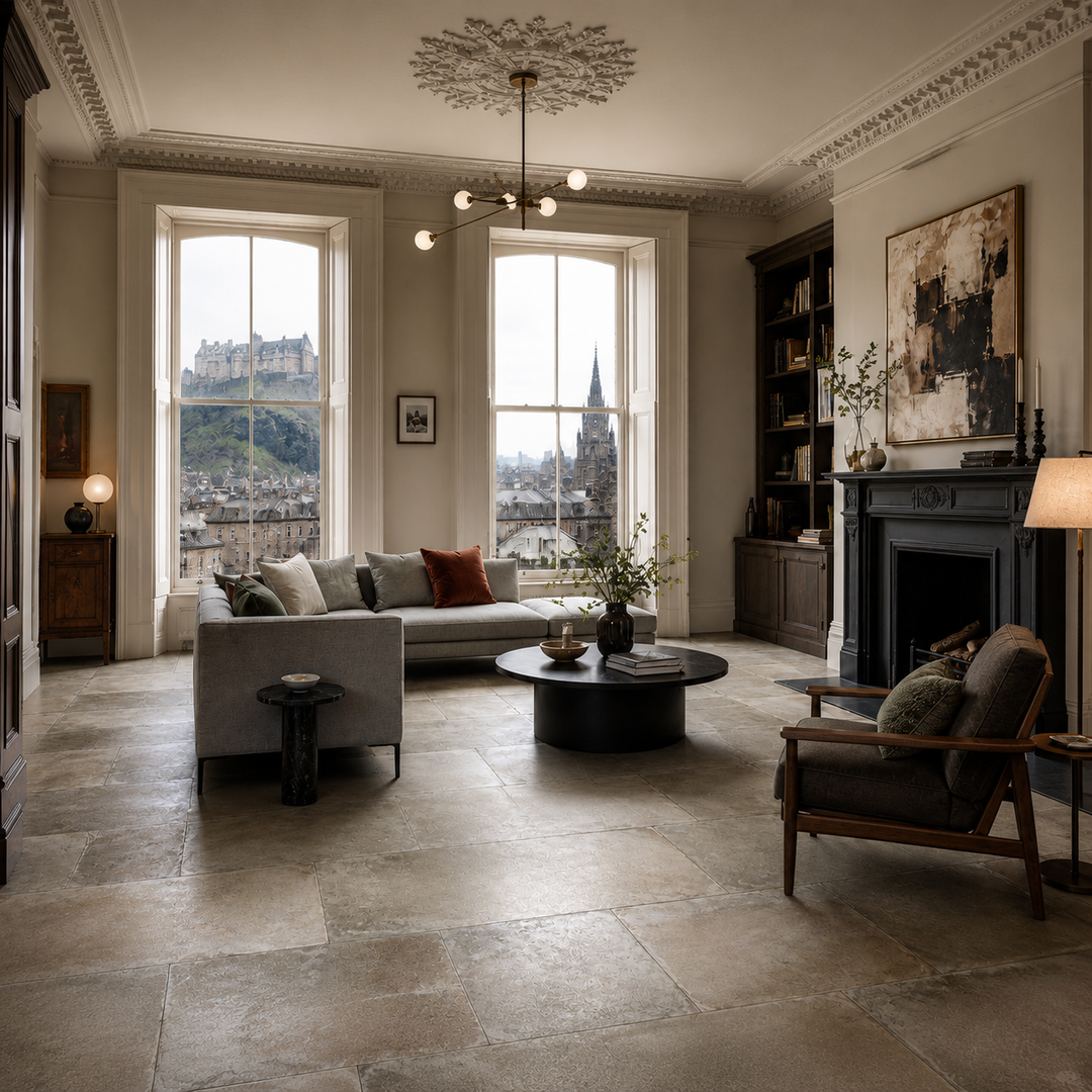 Ancient Stone Gris Farmhouse Flagstone Effect Porcelain Wall and Floor Tile