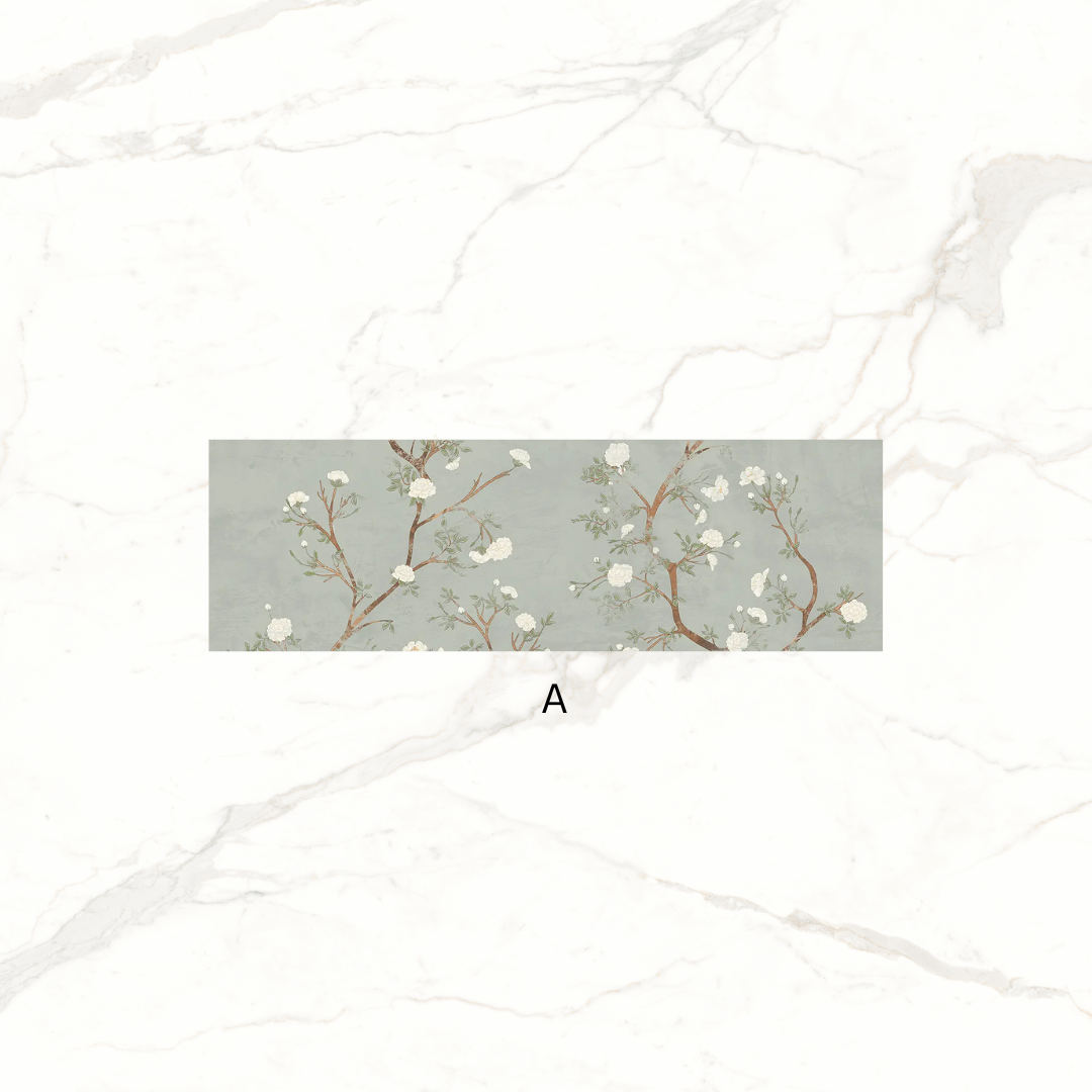 Enya Sage Stone and Floral Effect Ceramic Wall Tile