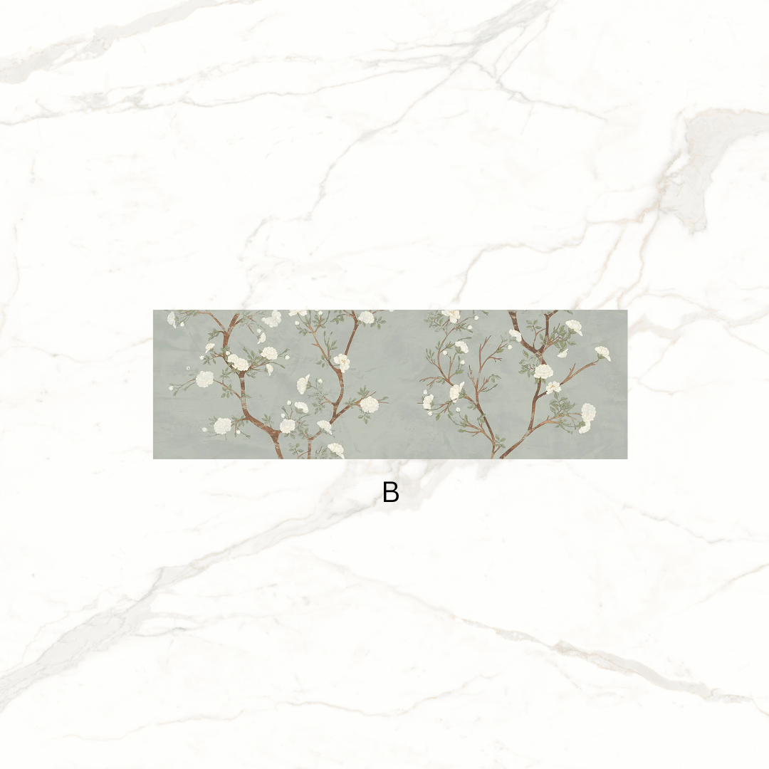 Enya Sage Stone and Floral Effect Ceramic Wall Tile