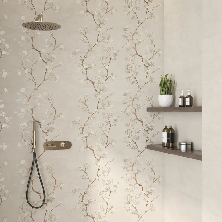 Enya Stone and Floral Effect Ceramic Wall Tile