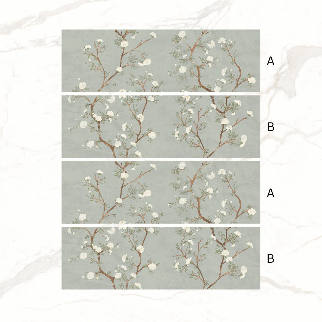 Enya Sage Stone and Floral Effect Ceramic Wall Tile