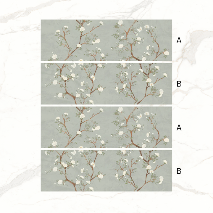 Enya Sage Stone and Floral Effect Ceramic Wall Tile