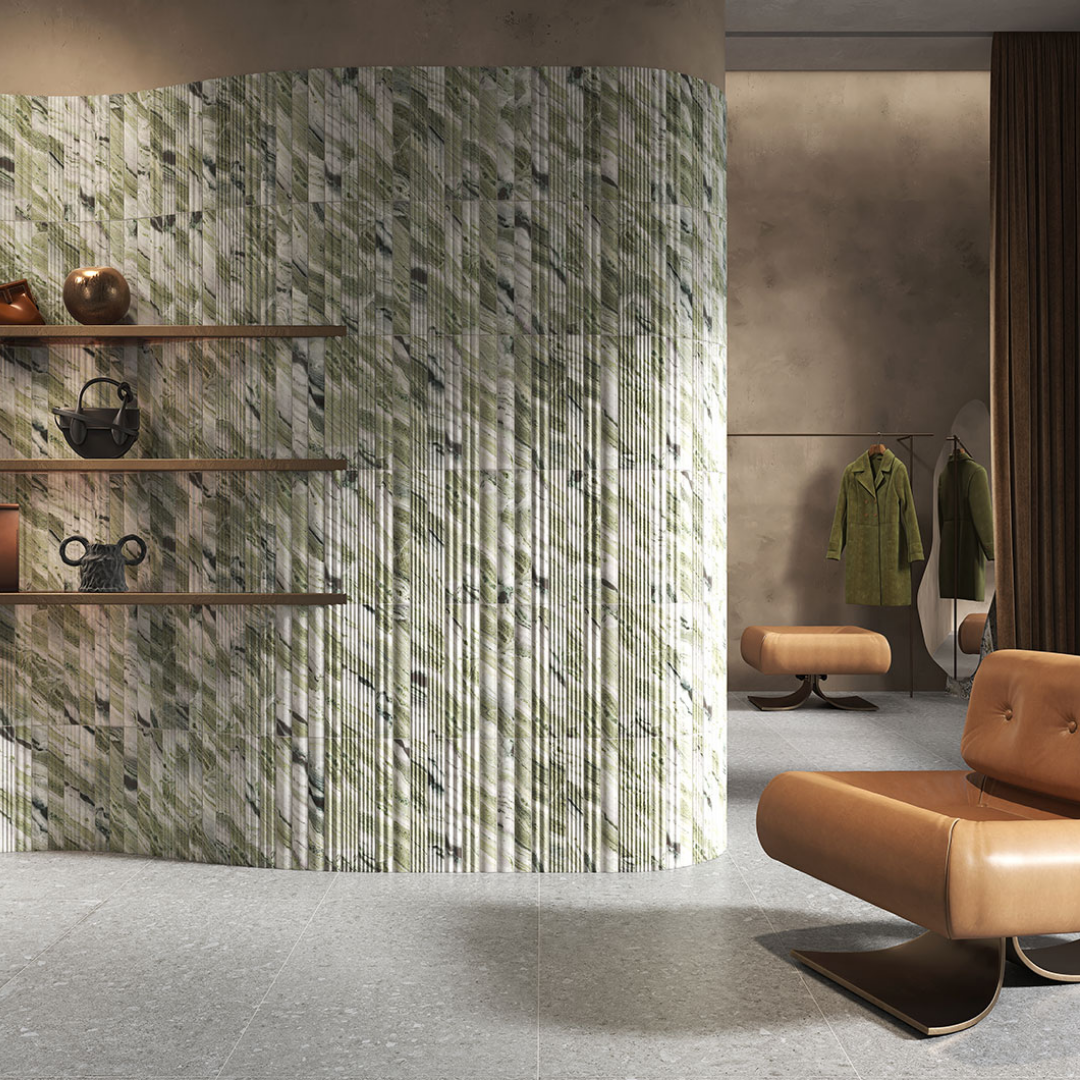 Luxuria Fluted Marble Effect Ceramic Wall Tile