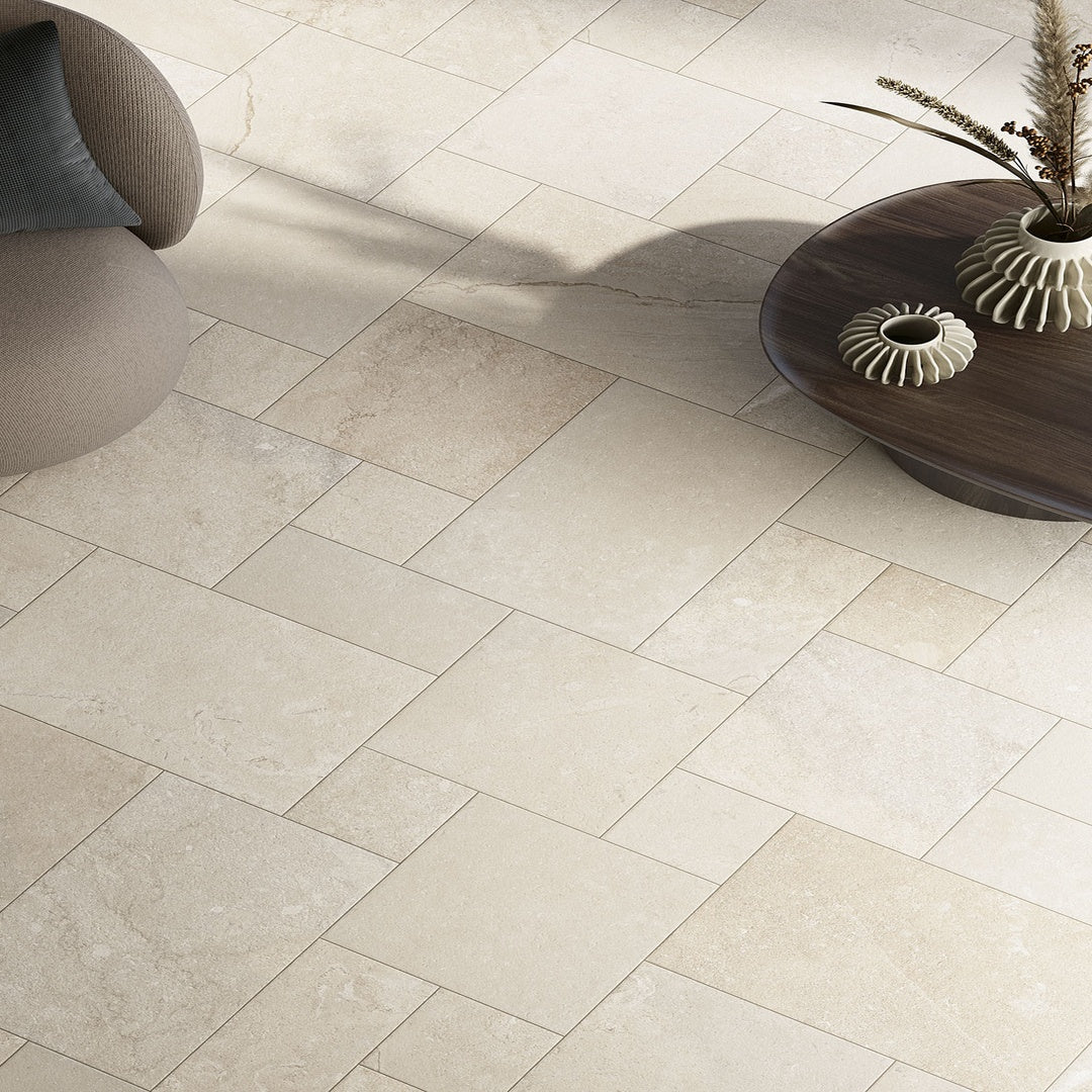 Tuffeau Bianco Flagstone Porcelain wall and floor tile