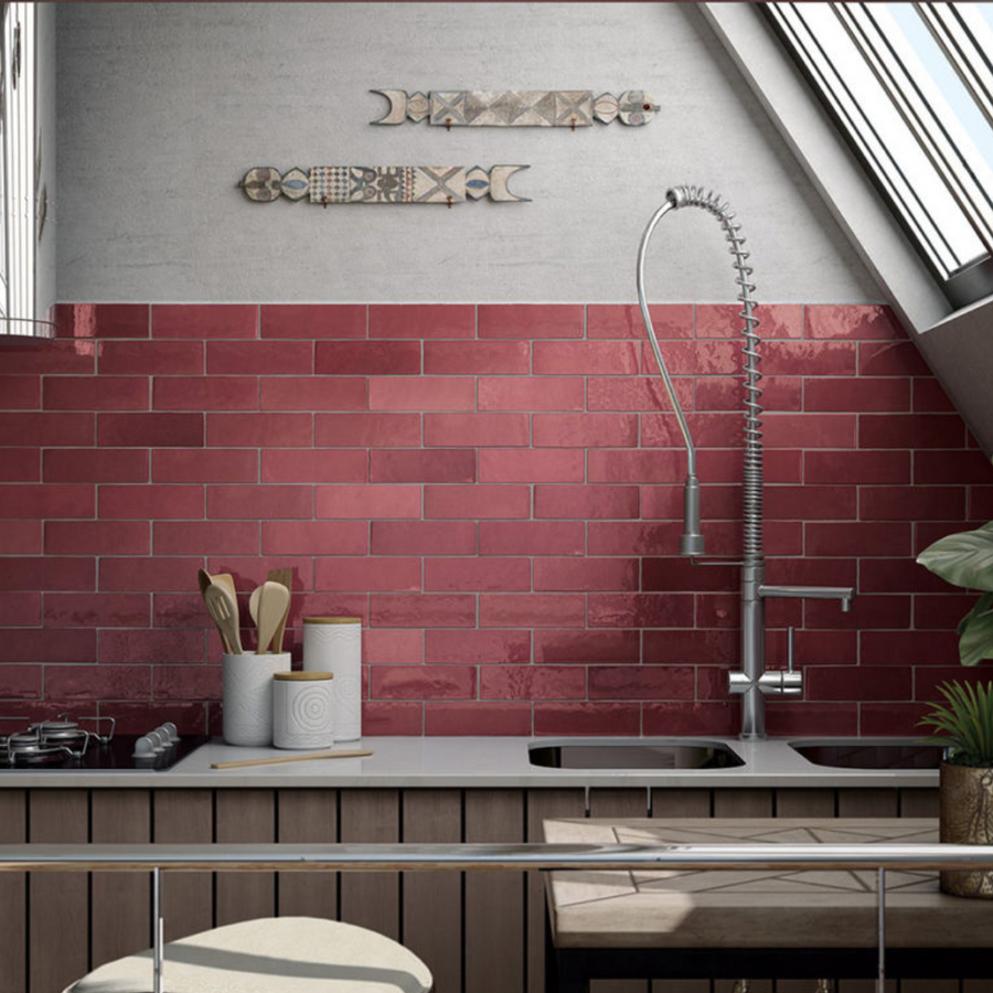 Artisan Burgundy Brick Effect Ceramic Ceramic Wall Tiles – Collinson ...