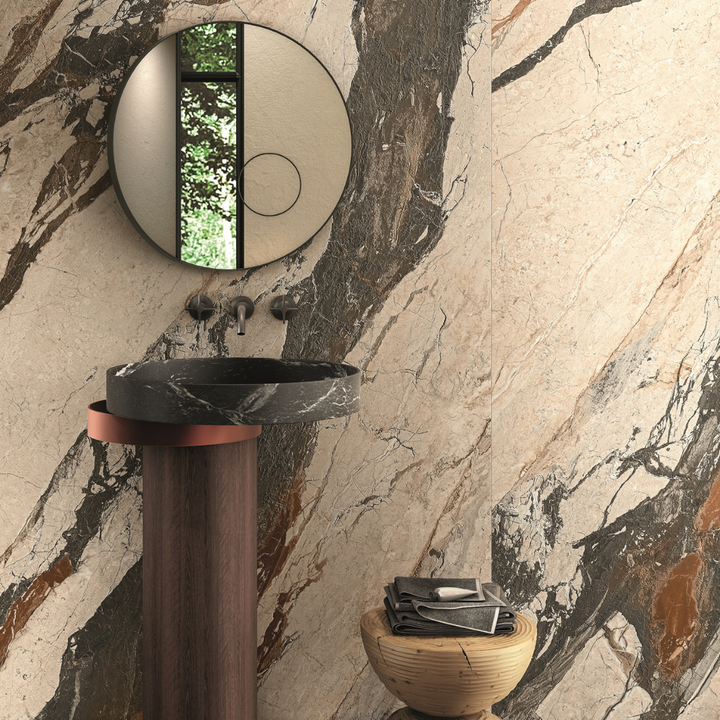 Gallerie Breccia Pheonix Leathered Marble Effect Porcelain Wall and Floor Tile