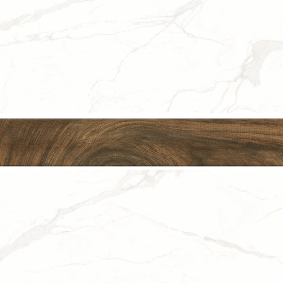 Brown Circle Wood Effect Porcelain Wall and Floor Tile