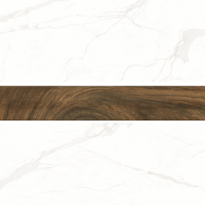 Brown Circle Wood Effect Porcelain Wall and Floor Tile