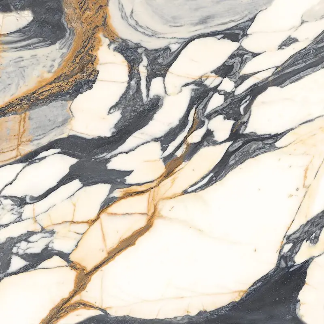 Gallerie Calacatta Picasso Leathered Marble Effect Porcelain Wall and Floor Tile