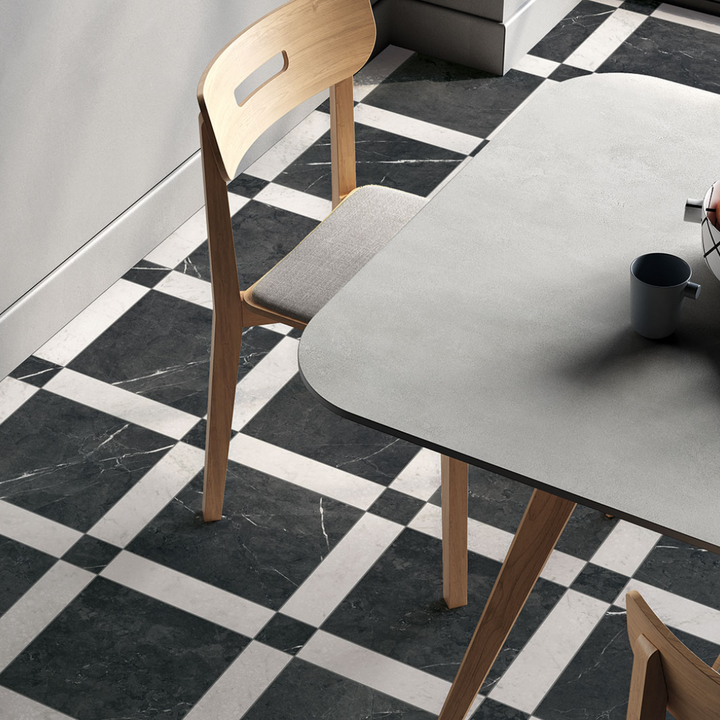 Eterna Marmo Marquina Small Format Marble Effect Porcelain Wall and Floor Tile