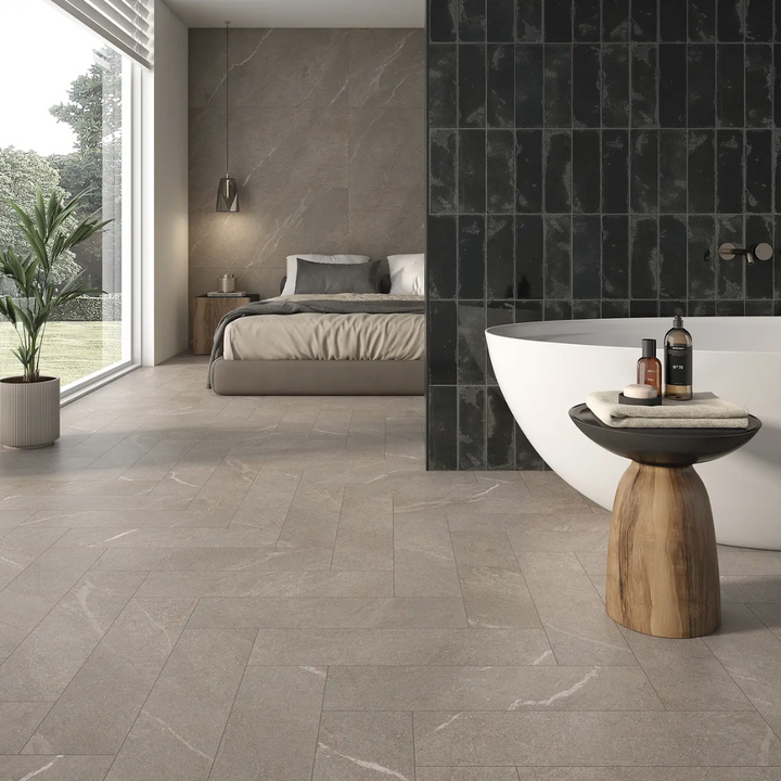 Dhara Neutral Stone Effect Porcelain Wall and Floor Tile
