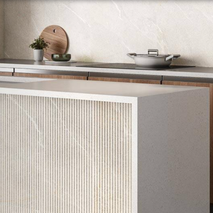 Dhara Decor Fluted Neutral Decorative Ceramic Wall Tile