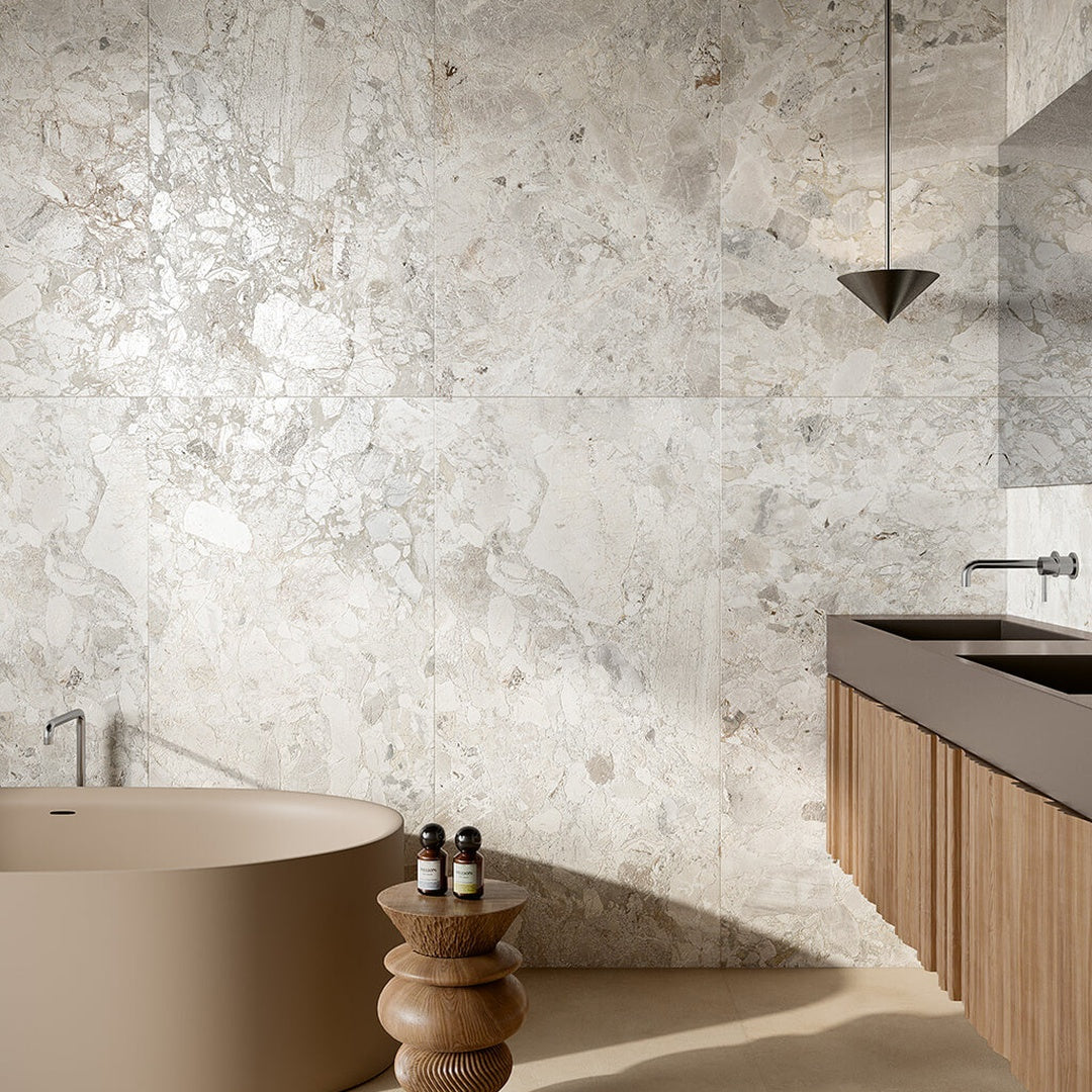 Fusion Wildflower Shell Stone Effect Porcelain Wall and Floor Tile
