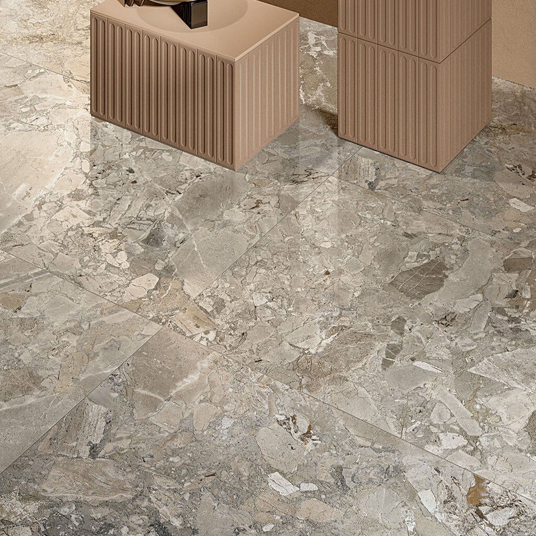 Fusion Wildflower Ash Stone Effect Porcelain Wall and Floor Tile