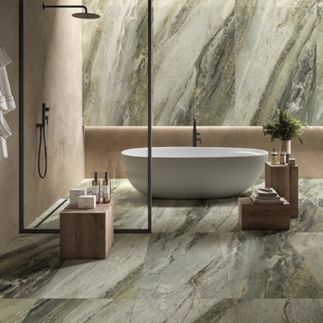 Gallerie Irish Green Marble Effect Porcelain Wall and Floor Tile ...