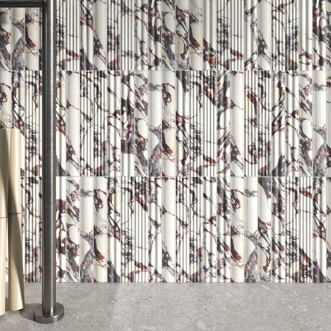 Luxuria Fluted Marble Effect Ceramic Wall Tile