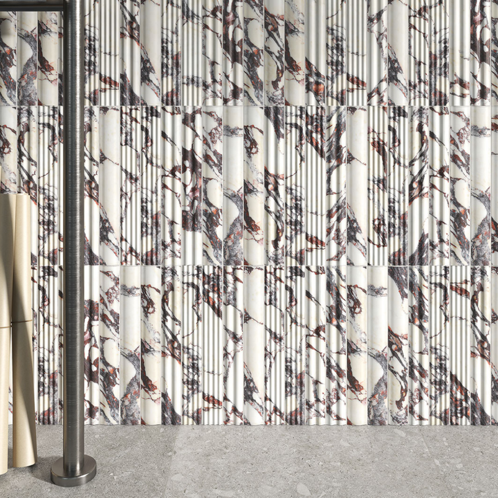 Luxuria Fluted Marble Effect Ceramic Wall Tile