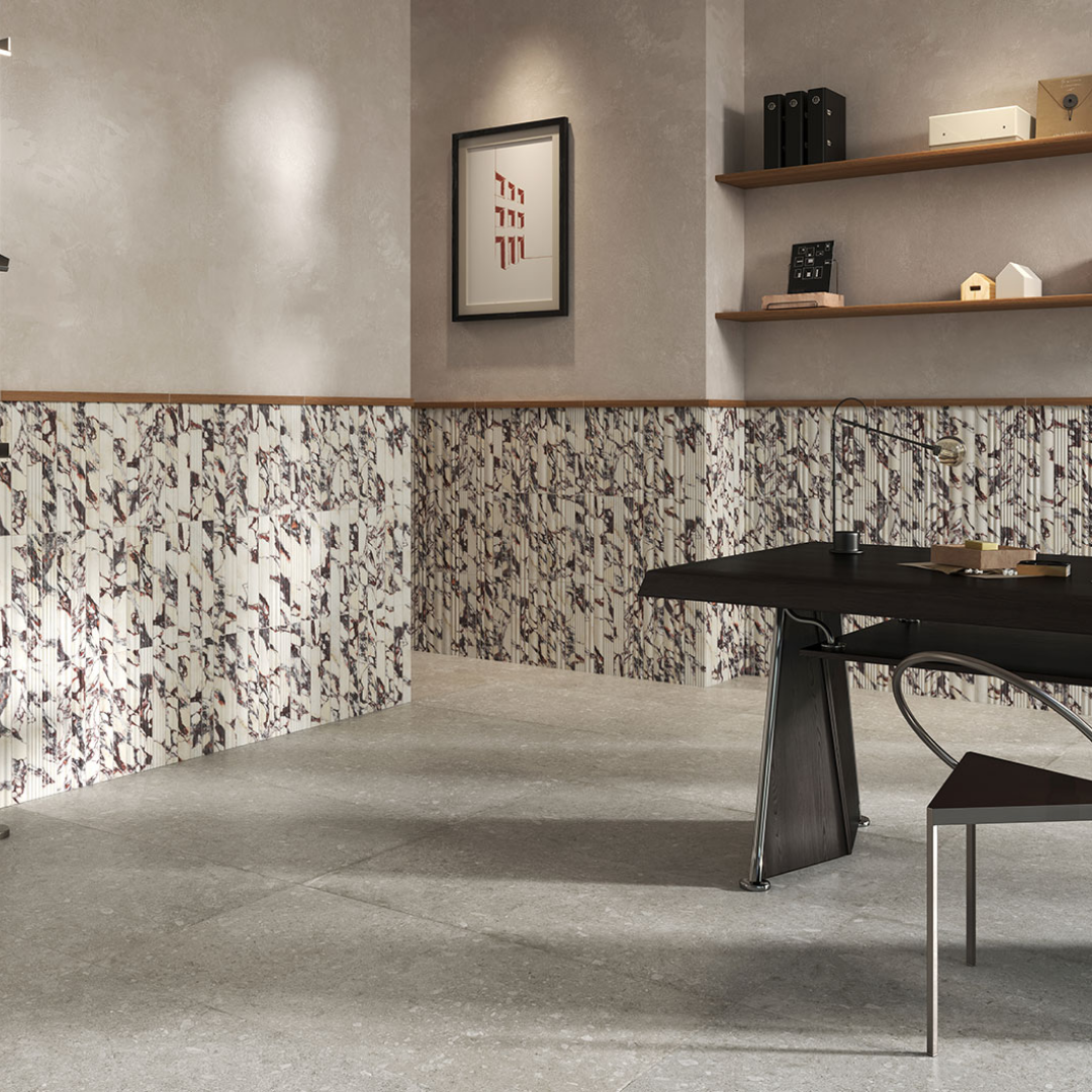 Luxuria Fluted Marble Effect Ceramic Wall Tile