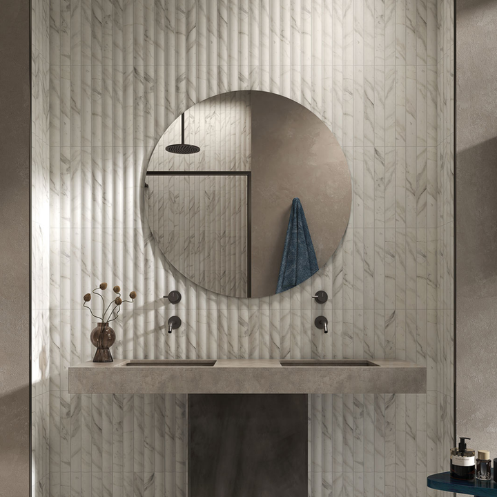 Luxuria Fluted Marble Effect Ceramic Wall Tile