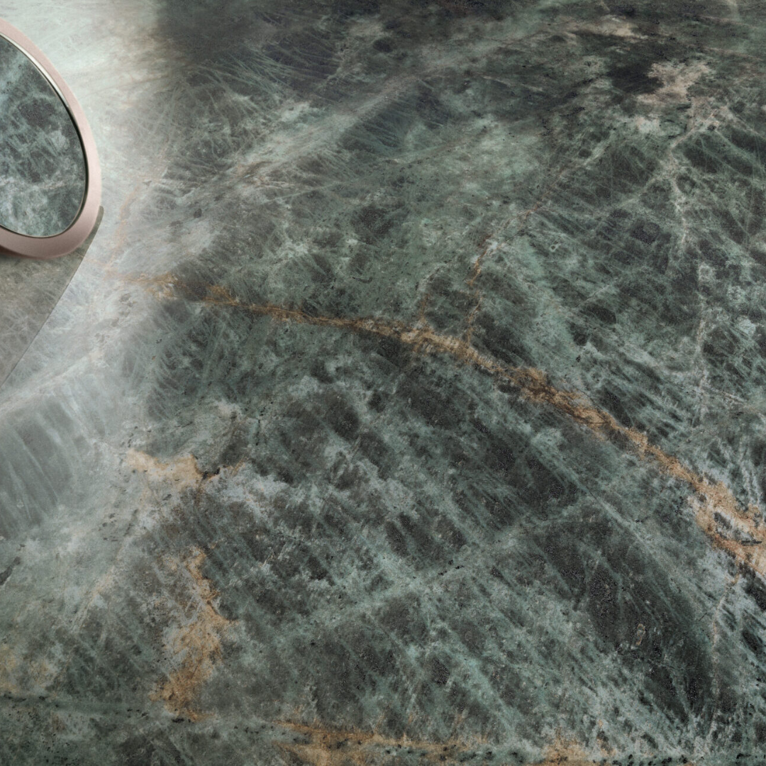 Marvel Diva Green Polished Marble Effect Porcelain Tile