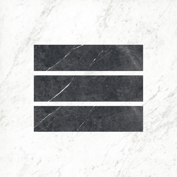Eterna Marmo Marquina Small Format Marble Effect Porcelain Wall and Floor Tile