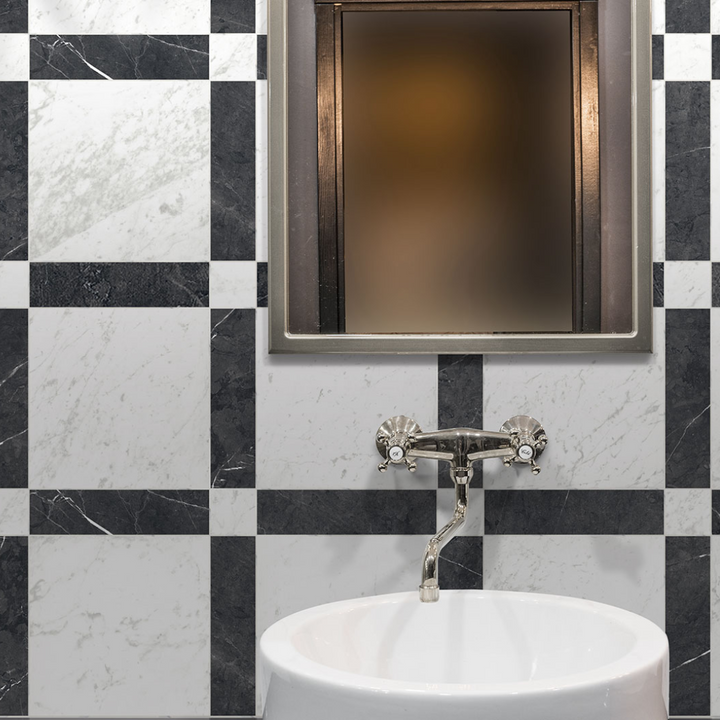 Eterna Marmo Marquina Small Format Marble Effect Porcelain Wall and Floor Tile