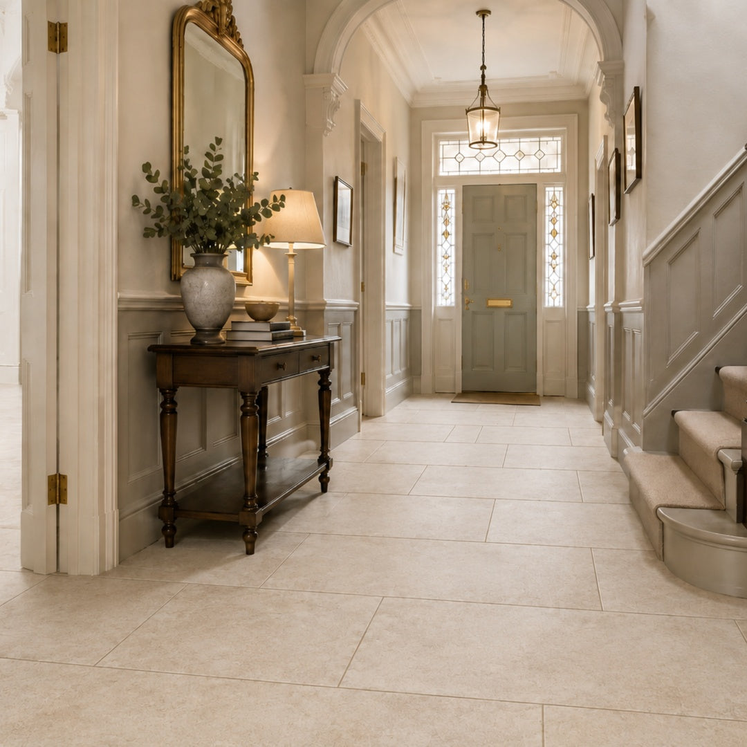 Ancient Stone Chalk Farmhouse Flagstone effect porcelain wall and floor tile