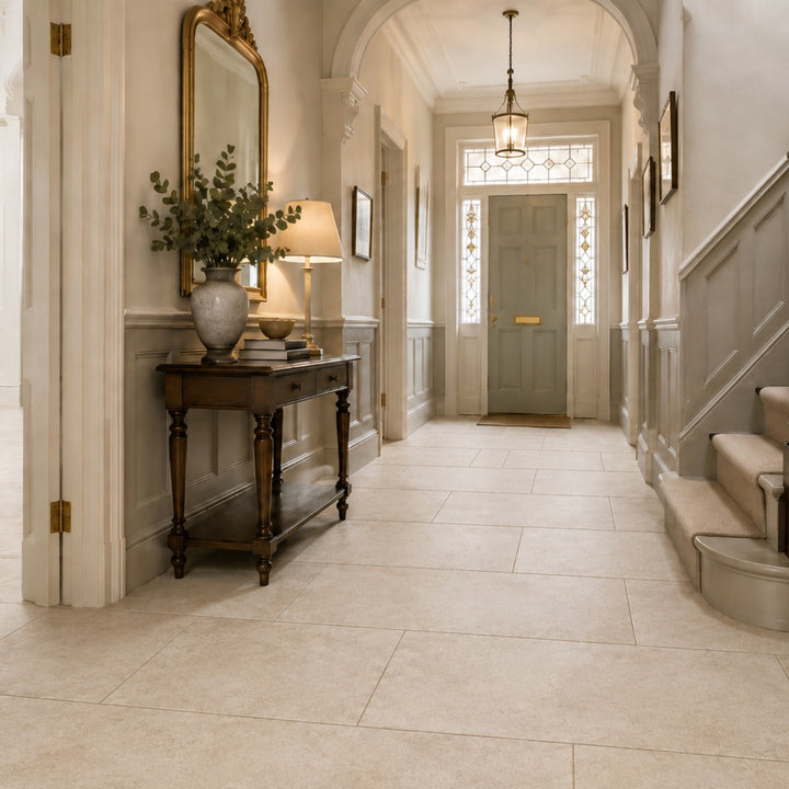 Ancient Stone Chalk Farmhouse Flagstone effect porcelain wall and floor tile