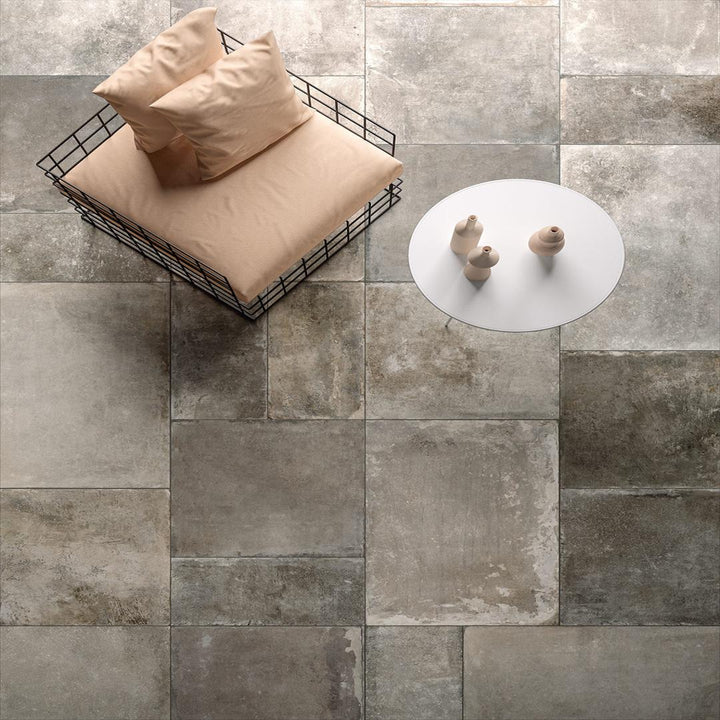 Ancient Stone Gris Farmhouse Flagstone Effect Porcelain Wall and Floor Tile