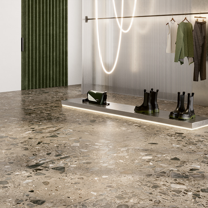 Ciottoli Sassi Large Speckled Terrazzo Effect Porcelain Wall and Floor Tile