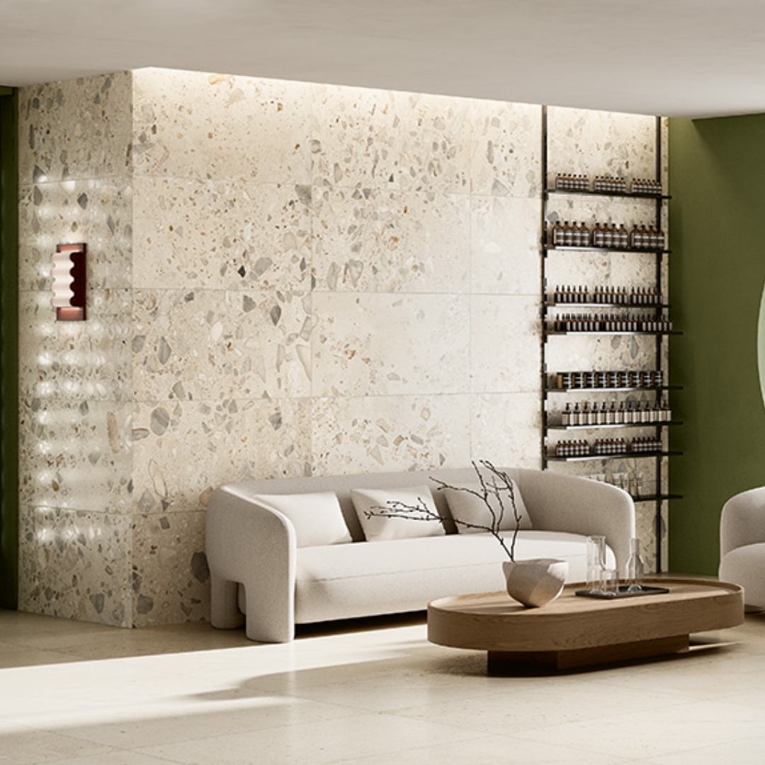 Ciottoli Sassi Large Speckled Terrazzo Effect Porcelain Wall and Floor Tile