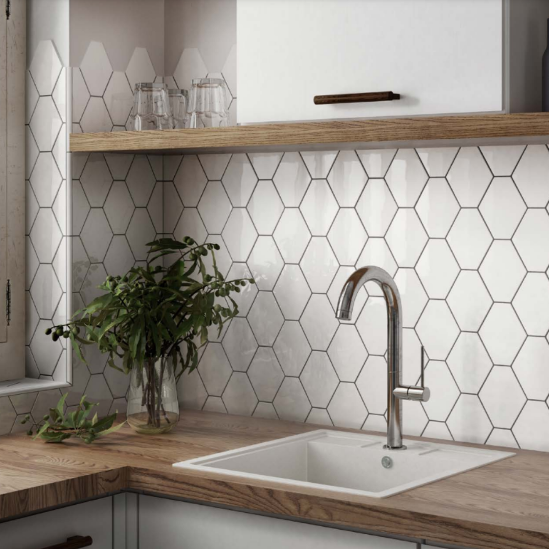 Solara White Gloss Benzene Ceramic Wall Tile