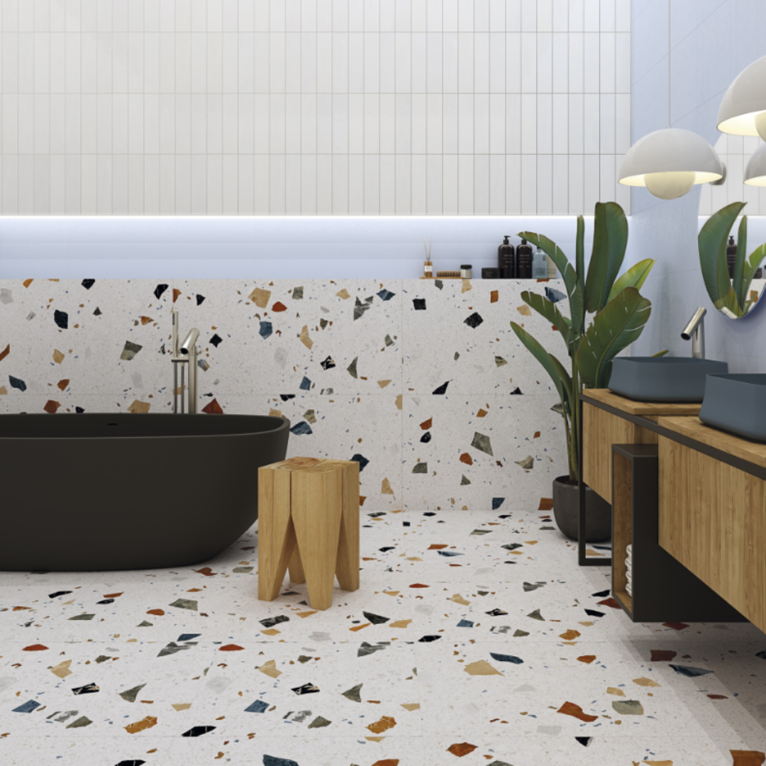 Straciatella Nacar Matt Terrazzo Effect Porcelain Tile